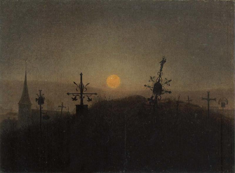 Carl Gustav Carus Cemetery in the Moonlight oil painting image